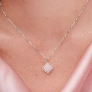 Kendra Scott Mallory Silver Pendant Healing Rose Quartz Necklace thumbnail 3