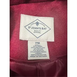 St. John’s Bay * Burgundy * Wool Blend * Double breasted ￼* Pea Coat * Sz PM NWO thumbnail 3