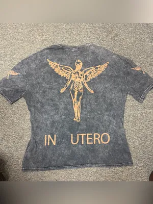 NIRVANA Gray Vintage Wash Short Sleeve Tee with Gold Lettering thumbnail 3