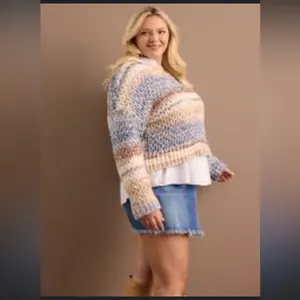 Arula Samantha Crop Ombré Loose Weave Crop Sweater NWT 1X thumbnail 2