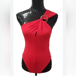 NWT ZARA Red Cross Strap Bodysuit with Silver Ring Hardware thumbnail 8