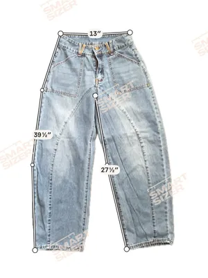 SHEIN High Rise Barrel Leg Jeans Patch Pocket Curved Seam Size 27 thumbnail 4