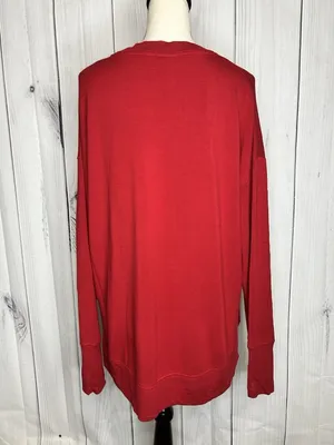 Athleta Coaster Luxe Sweatshirt Red Tencel Modal Pullover Sz L High Low Hem thumbnail 8