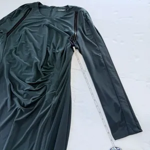 Ralph Lauren Dark‎ Green Jonni Faux Leather Trim Ruched Sheath Dress Size 16 thumbnail 7