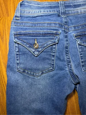 Telepatia medium wash low-rise flare jeans rough hem y2k 5/27. thumbnail 6