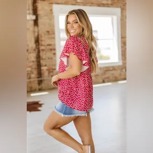 Boutique Ruffle Sleeve Top thumbnail 3