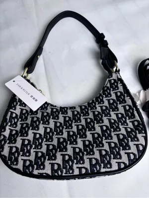 ZAR & RUILR Monogram Shoulder Bag With Crossbody Strap NWT Canvas Black White thumbnail 2