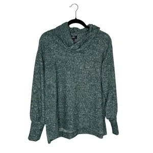 Maeve Cowl Neck Sweater‎ Womens Medium Green Excellent Marled Balloon Sleeve thumbnail 2