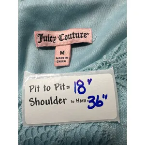 Juicy‎ Couture Blue Floral Lace Shift Dress Short Sleeve Aqua RN123475 Size Med thumbnail 3