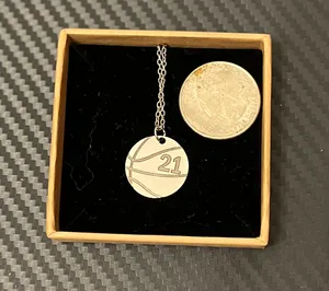 Silver Basketball Number 21 Necklace thumbnail 2