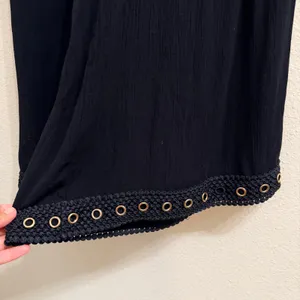 MISA Los Angeles KOVA Cropped Pants‎ XS Black Rayon Wide Leg Grommet Hem* thumbnail 14