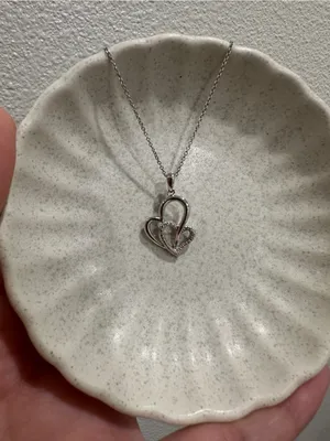Double Heart Pendant Necklace in Silver thumbnail 2