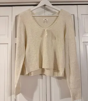 Aerie NWT oatmeal scoop neck cropped sweater M thumbnail 2