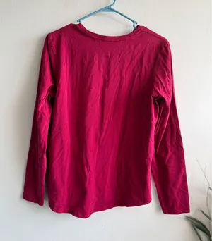 Lululemon Womens Long Sleeve Crew Neck Top Berry Pink Curved Hem Activewear 3869 thumbnail 1