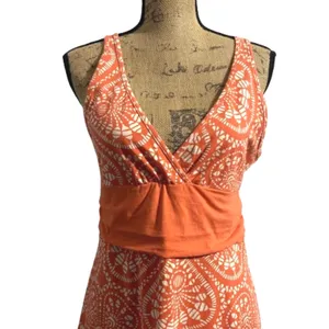Patagonia Margot Athleisure Dress Orange White‎ Organic Cotton V-Neck Medium thumbnail 2