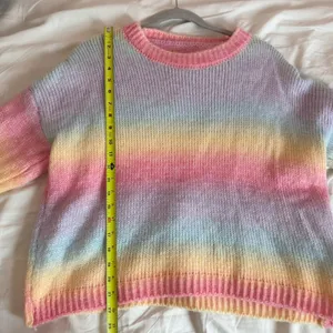 Kawaii Pastel Rainbow Striped Crewneck Sweater thumbnail 4