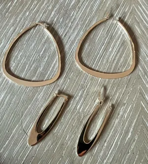 Gold Geometric Hoop Earrings Minimalist Design two sets bundle thumbnail 1
