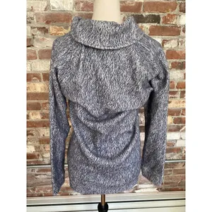 NWT L.L. Bean Women's Shawl Collar Marled Knit Pullover Sweater XS Blue White thumbnail 4