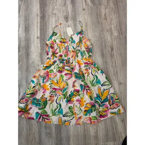 Easel Los Angeles‎ Floral Print Wrap V Neck Smocked Back Mini Dress L thumbnail 3