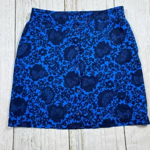 Boden Sara Linen Button Front Blue Floral Skirt thumbnail 1