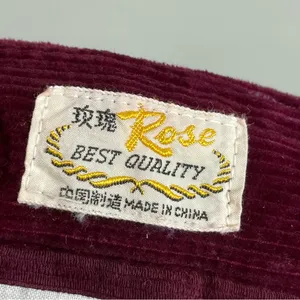 Corduroy Pants Burgundy Dark Red‎ Straight Leg Women High Waisted Rise Pockets thumbnail 3