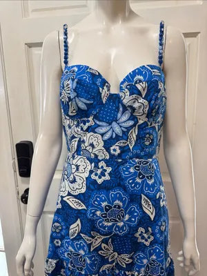 Farm Rio Blue Floral Spaghetti-Strap Maxi Dress thumbnail 3
