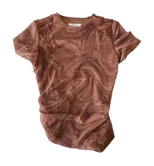 House of CB Brown Mesh Top Size: XS thumbnail 1