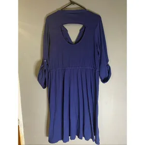 Torrid Blue Knit Dress Elastic Waist Keyhole Back Roll Tab Sleeve 1X thumbnail 5