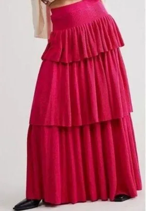 Free People Pink Knit Tiered Skirt or Strapless Dress thumbnail 1