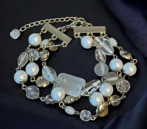 Multi Chain Beaded Bracelet Gold thumbnail 1