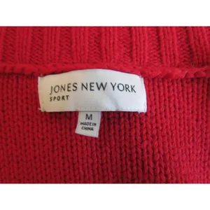 Jones New York‎ Sport Cardigan M Red Cable Knit Shawl Collar Snap Front Sweater thumbnail 6