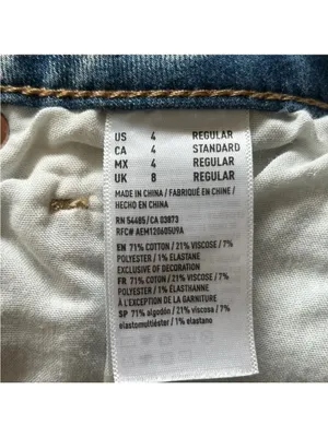 American Eagle Hi-Rise Distressed Denim Mini Jean Skirt Size 4 thumbnail 3