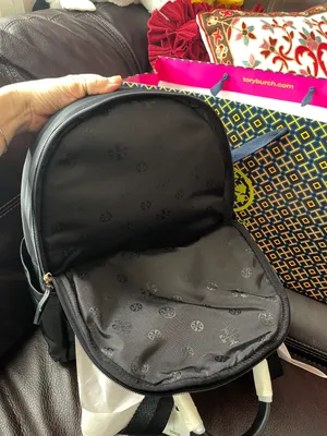 Tory Burch Latest New Ella Black Nylon Backpack 88368 $328 with shopping bag thumbnail 5