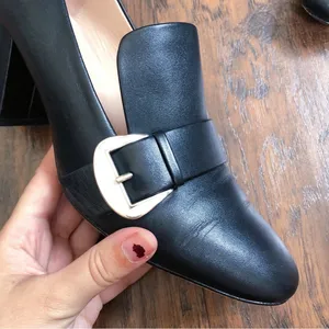 Kate Spade • Alia Buckle Leather Mule Loafers black block heel pump chunky thumbnail 8