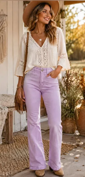 High-Rise Pink Wide-Leg Jeans for Women thumbnail 1