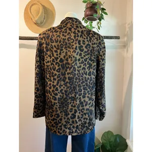 Zara Brown Animal Print Double Button Silky Satin Oversized Blazer Size XS thumbnail 3