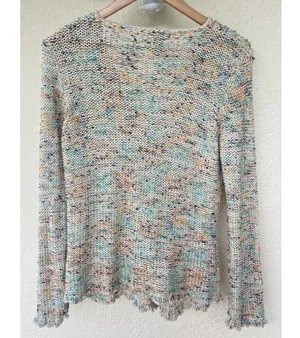 BCBGMAXAZRIA XL Multicolor Knit Cardigan Boho Chunky Sweater Button Up Fairy thumbnail 7
