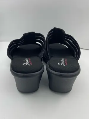 Skechers wedge platform cushion black sandals women’s Size 9 thumbnail 6