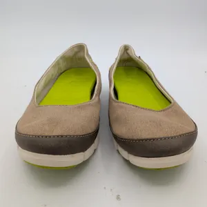 Crocs Stretch Sole Ballet Canvas Flats Khaki Tan‎ Womens 7 Comfort Walking Shoes thumbnail 3