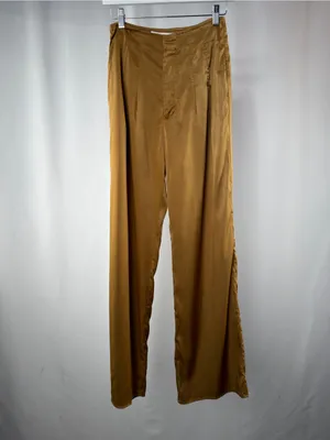 NWT 12th Tribe x The Salty Blonde Halley Wide Leg Satin Trousers in Bronze Small thumbnail 3