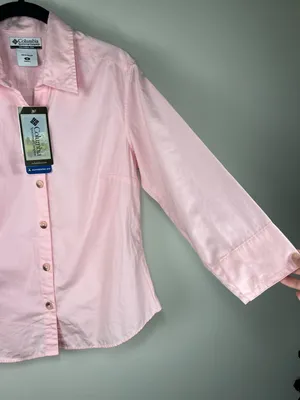 Columbia Bayview 3/4 Sleeve Button-Up Shirt Pink Split Cuff Outdoor Office NEW M thumbnail 5