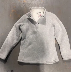 Avalanche Womens Heather Gray Fleece Snap Button Pullover Sweater Mock Neck S thumbnail 1