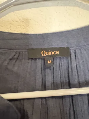 Quince Organic Cotton Gauze Tiered Mini Dress Indigo Blue M thumbnail 2