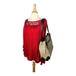 Liz Claiborne Tote Bag Womens Large‎ Beige Brown Monogram Jacquard Satchel Purse thumbnail 5