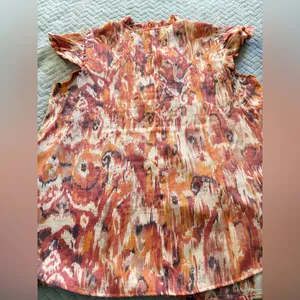 Cocomo Womens Blouse Multicolor Front Pleated Sleeveless Ruffled Buttons thumbnail 9