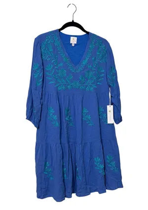 J. Marie NWT Blue Floral The Madeline Embroidered Mini Dress Size XS thumbnail 3