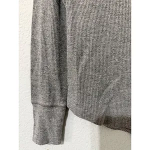 American Eagle Women Top XS Grey Loved Waffle Knit Thermal Scoop Neck Raglan Y2K thumbnail 12