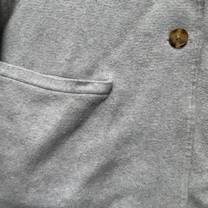 Lands' End Gray Fine Gauge Cotton Button Front Blazer Sweater S thumbnail 3