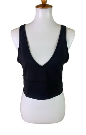 Lululemon Black V Neck Crop Tank Top Athleisure Yoga Pilates Minimalist Y2K 12 thumbnail 1