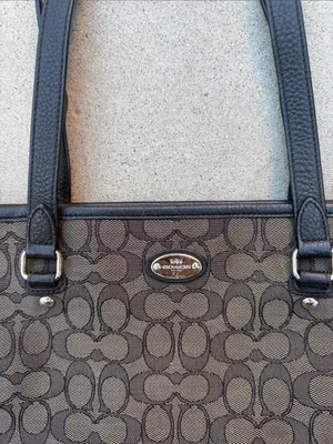 Coach Brown Signature Jacquard Monogram Zip Top Tote with Dark Leather Trim thumbnail 2